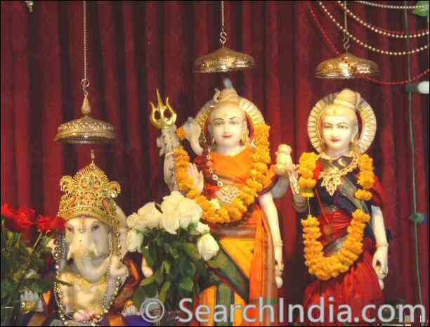 Ganesh, Shiva, Parvati, Shri Mandir San Diego