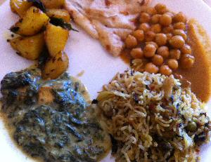 Harini Palak Paneer, Alu Fry, Channa Masala, Veg Biryani