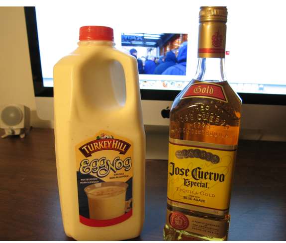 Turkey Hill Eggnog and Jose Cuervo Tequila