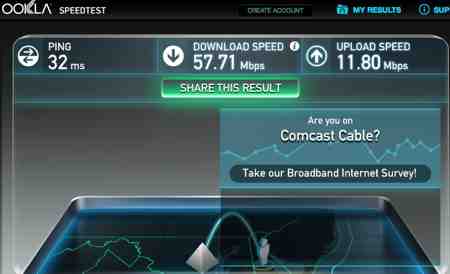 Comcast Internet Download Speed Before Upgrade to 105Mbps