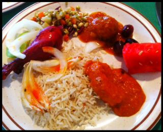 Indian Food - Jeera Rice, Chicken Makhani, Lamb Kofta Tandoori Chicken