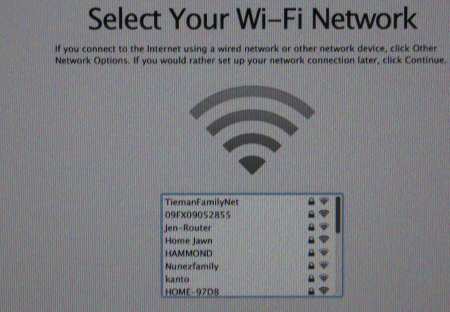 iMac Wireless Setup Screen