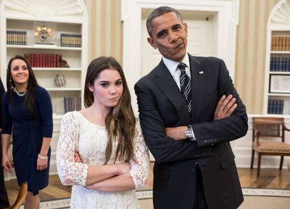 Barack Obama with Gymnast McKayla 'Not Impressed' Maroney