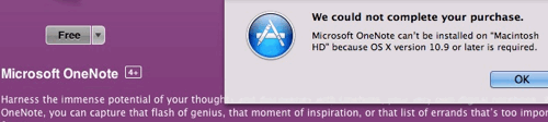 OneNote Won't Work on Mountain Lion or Earlier Mac Operating Systems