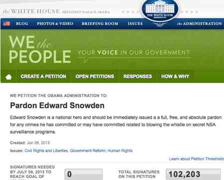 Pardon Edward Snowden Petition Crosses 100,000