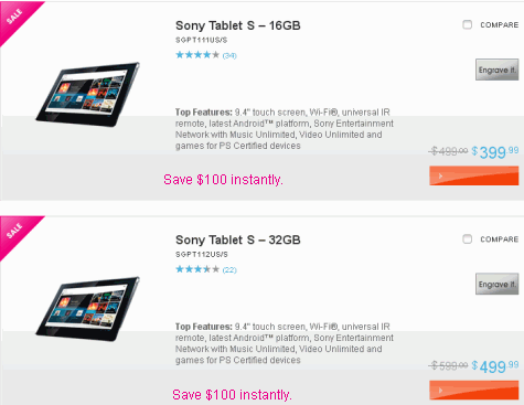 Sony Slashes Price of S Tablet by $100