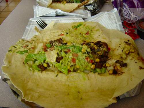Taco Bell Cantina Burrito Steak from inside- Image © SearchIndia.com