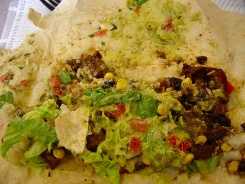 Taco Bell Cantina Burrito Steak stuffing- Image © SearchIndia.com