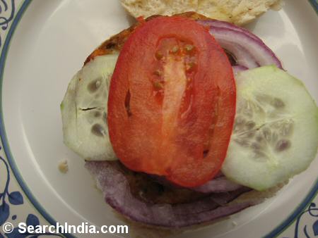 Vegetable Masala Burger with Vegetables - Image © SearchIndia.com