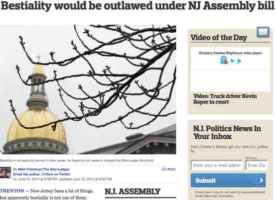 Too Many New Jersey Residents Screwing Animals